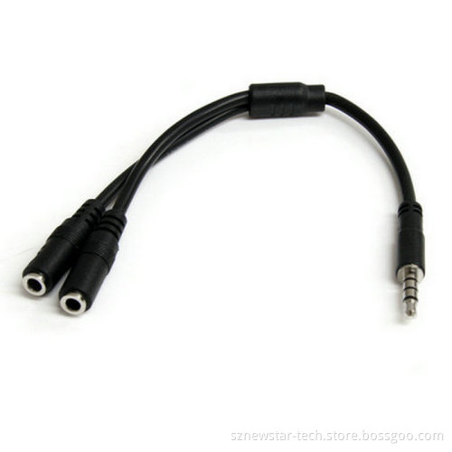 High Quality 3.5mm 4 Position to 2X 3 Position 3.5mm Headset Splitter Adapter - M/F